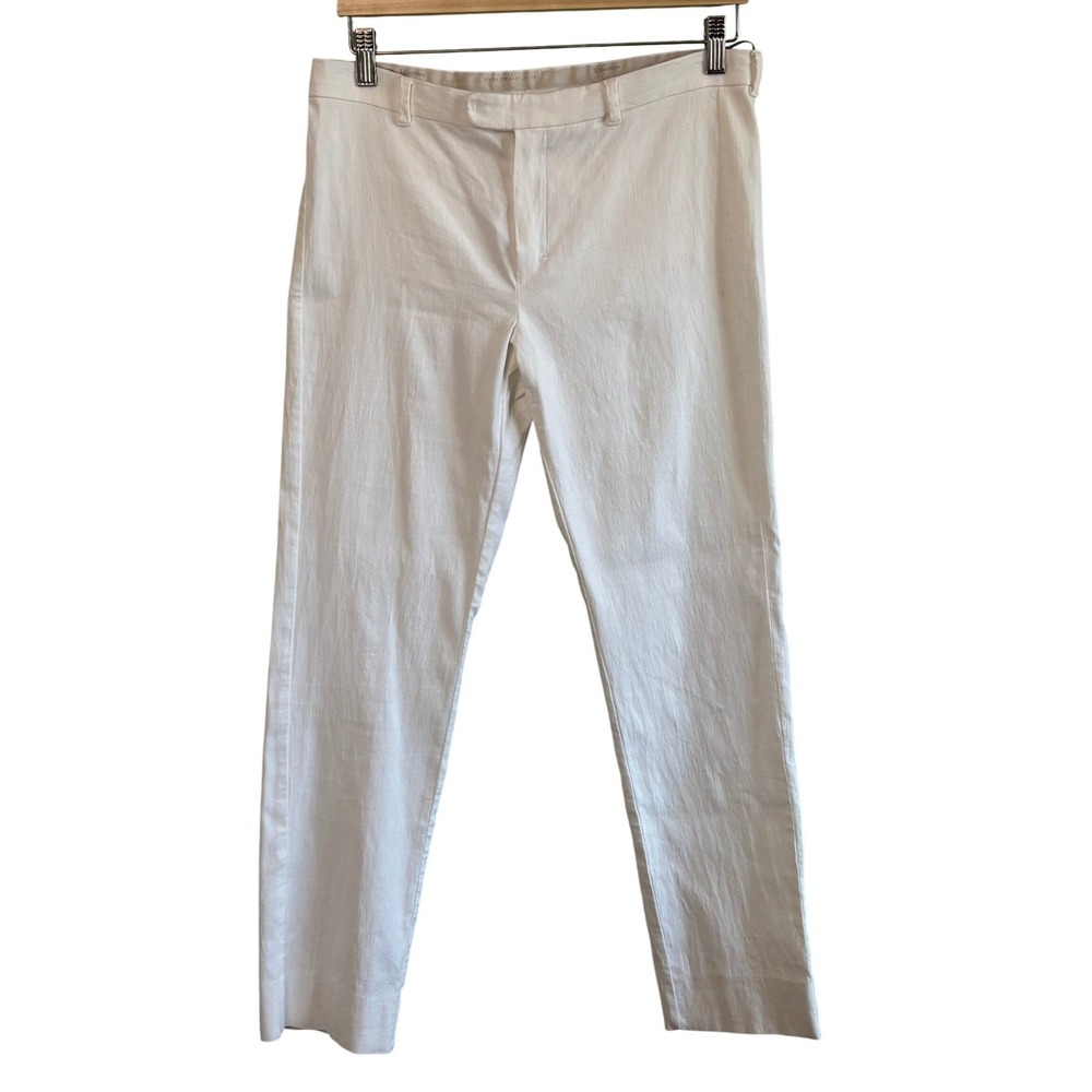 'S Max Mara Trousers White‎ Womens 12 Cotton Blend Straight Leg Slim Pants